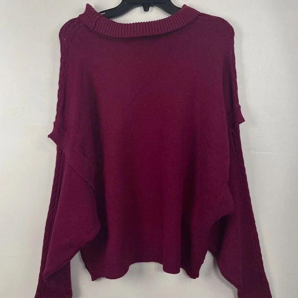 Marc New York Andrew Marc Women's Red Plum Turtleneck Cable Knit Sweater Size L‎